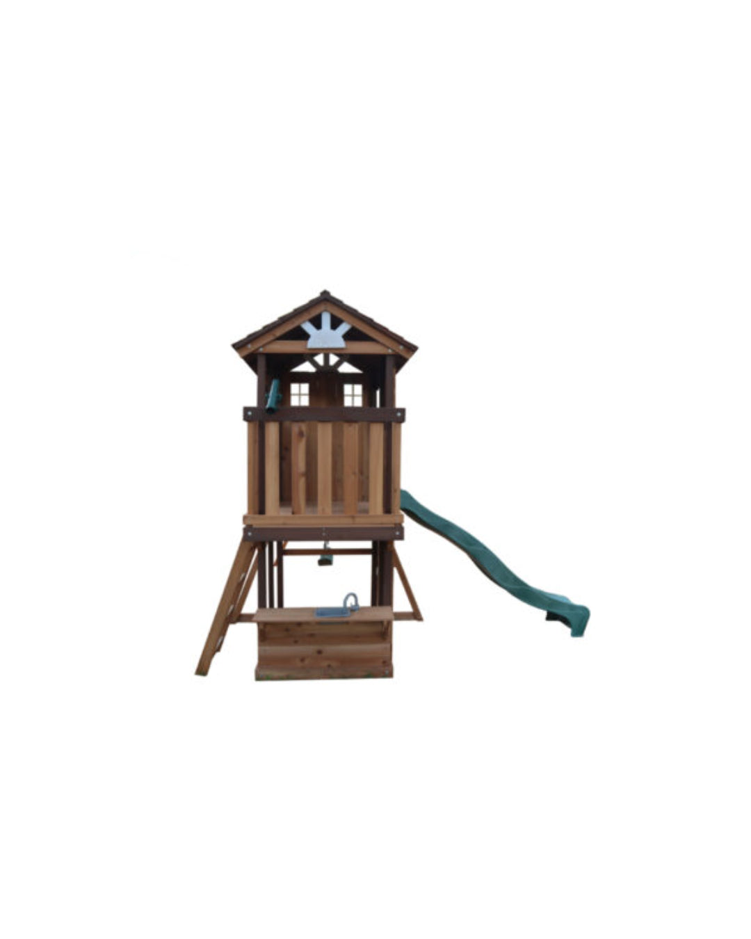 Mount Peak - Elbrus Swing Set & Playhouse with wooden roof Mount Peak - Elbrus Swing Set & Playhouse with wooden roof
